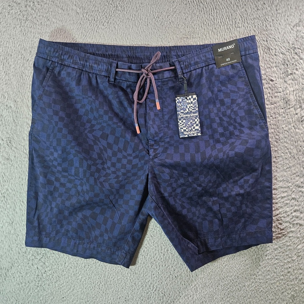 NWT Murano Shorts Men 40 Looking Glass Collection Drawstring Black Navy